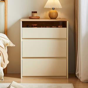 Lin'S Home Furnishing Комод для спальни из массива дерева, 3 ящика, натуральный дерево + белый