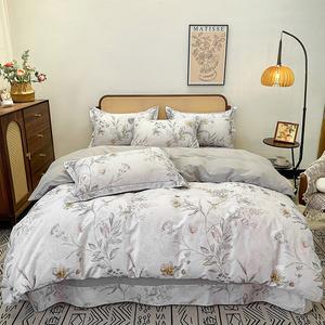 Boyang Комплект хлопкового постельного белья из 4 предметов (простыня на резинке 150 см, пододеяльник 200х230 см), утепленный, фланелевый, цвет Xunxiang