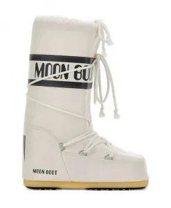 Белые нейлоновые культовые зимние ботинки Moon Boot, белый