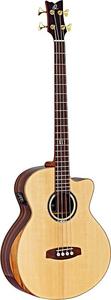 Басс гитара Ortega Guitars STRIPEDSU.ACB Striped Suite Medium Scale 4-String Acoustic Bass w/ Free Bag, Solid Spruce Top and Striped Ebony Body w/ Armrest, Gloss Finish with Built-in Electronics & Tuner, Cutaway