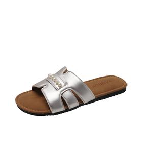 CZRSK Тихие противоскользящие износостойкие шлепанцы женские серебристые, цвет Silver