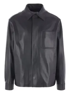 Кожаная куртка-рубашка LOEWE, черный