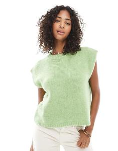 Трикотажный топ ASOS DESIGN со свободными плечами зеленого цвета