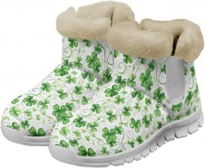 Женские зимние сапоги JoyLamoria с принтом Санта-Клауса и оленей, синие с снежинками, теплые пушистые ботинки для прогулок, утепленные, с противоскользящей подошвой для улицы