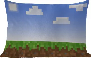 Подушка для улицы - Игры - Пиксельные игры - Трава - 60 x 40 см - Устойчива к погодным условиям - Подушка для отдыха - Декоративная подушка - Подушка для дома MuchoWow