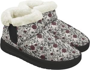 Зимние женские ботинки Снежные ботинки с меховой подкладкой Теплые туристические ботинки Женские противоскользящие легкие уличные ботильоны Chririnla, Gothic Rose