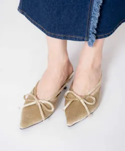 Мюли из бархата с лентами Noela, цвет Green