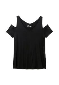 Пляжная рубашка с V-образным вырезом и открытыми плечами sheego, черный