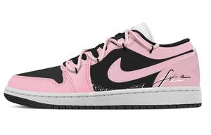 Jordan Женские баскетбольные кроссовки Air 1 с низким верхом, устойчивые к истиранию, цвет черный/розовый