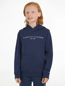 Толстовка с капюшоном Tommy Hilfiger "ESSENTIAL HOODIE", детская Kids Junior MiniMe, для мальчиков и девочек, цвет морской волны