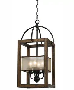 Большая миссионерская люстра на 4 лампы Cal Lighting, wood
