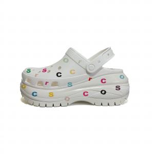 Crocs Кроссовки Mega Crush Clog White Tri Color Light Wheel, классические кроссовки Clog унисекс белого цвета