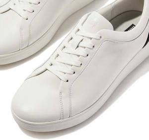 Женские кожаные кроссовки Rally с кристаллами на заднике в бело-черном цвете Fitflop