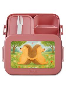 Mr. & Mrs. Panda Ланчбокс с изображением ежика, держащегося за руки, без надписи, пастельно-красного цвета