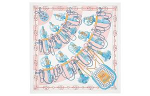 Hermès Pre Owned Шёлковый платок Cliquetis 2020-х годов HERMES, Розовый/Белый