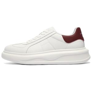 BELLE Антискользящие износостойкие низкие скейтерские кроссовки мужские белые - белый/красный, цвет White/Red