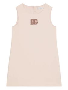 Dolce & Gabbana Kids платье без рукавов с вышитым логотипом, розовый