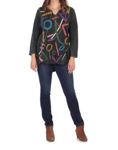 Туника с V-образным вырезом и отделкой из минеральной ткани Highlight, черного цвета Jess & Jane, черный