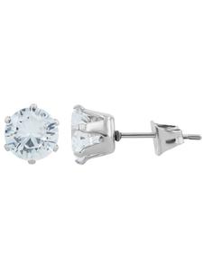 Adeliás Женские серьги - серьги-гвоздики из нержавеющей стали с кубическим цирконием в серебряной оправе