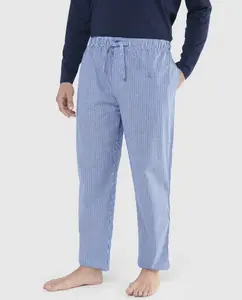 Мужские длинные пижамные брюки из синей ткани El Búho Nocturno, белый