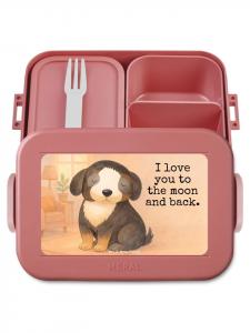 Mr. & Mrs. Panda Дизайн ланч-бокса для отдыха собаки с надписью пастельно-красного цвета