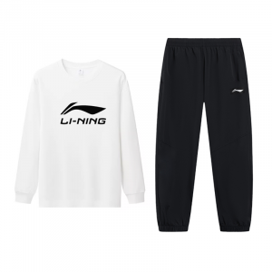 Li-Ning Casual Sportswear Unisex, белый sweatshirt+черный cuffed sports pants