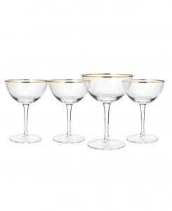 Набор из 4 бокалов-купе с золотой каймой The Wine Savant, прозрачный