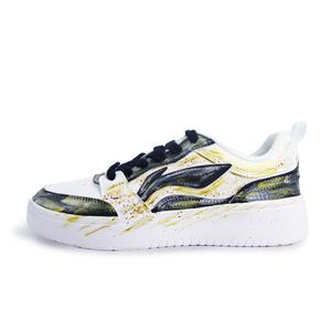 Li-Ning Sycee Synthetic Leather Hand Drawn Graffiti легкие и дышащие низкие кроссовки для скейтбординга Unisex, черный золото белый