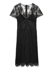 Кружевное платье мини с фестонами Prada, черный