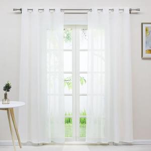 Комплект штор Joyswahl из 2 люверсов для штор из вуали с вертикальными полосками полупрозрачный В x Ш 175x140 см белый 2 шт.
