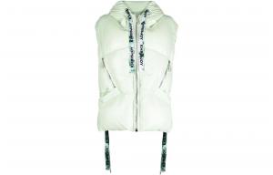 KHRISJOY Пуховик-жилет женский Light Green с несъемным капюшоном, умеренная посадка, прочее