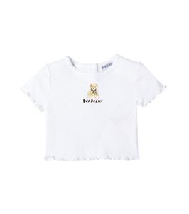 Футболка из хлопка с рюшами и принтом Baby logo Burberry Kids, белый