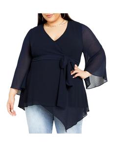 Женская блузка Arya с завязками на талии CITY CHIC, Navy