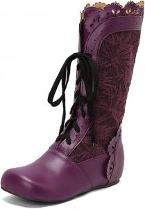 Женские модные повседневные сапоги до середины икры LYYSKY. Пожалуйста, ознакомьтесь с таблицей размеров и описанием товара. Размеры: US4-US17 / EU34-EU50, Purple(Pu)