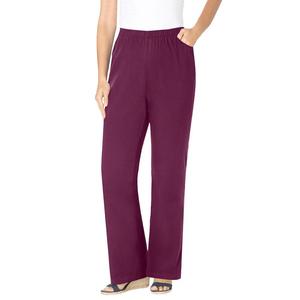 Женщина в женских джинсах Fineline размера плюс Petite Bootcut Fineline Woman Within, цвет Deep Claret