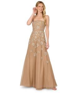 Женское платье без бретелей, расшитое бисером Adrianna Papell, Taupe Pink