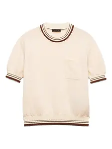 Свитер с короткими рукавами и карманом Prada, нейтральный