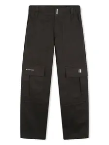Габардиновые брюки карго с логотипом 4G Givenchy Kids, черный