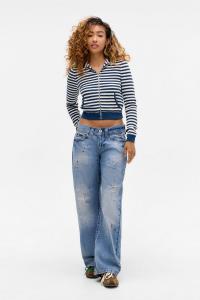 Кардиган BDG Urban Outfitters STRIPE WAFFLE ZIP, Ecru/Off-White