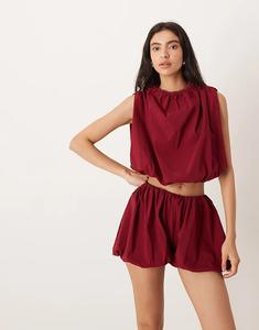 Короткие шорты ASOS DESIGN Puffball в бордовом цвете