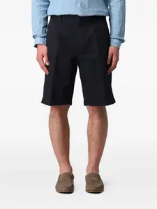 Плиссированные хлопчатобумажные льняные шорты Zegna, синий