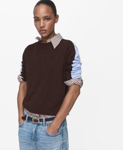 Женский свитер с комбинированным дизайном MANGO, Brown