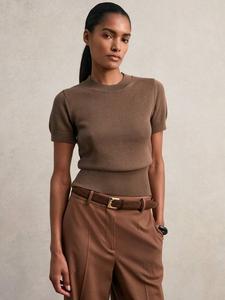 Топ Anita с короткими рукавами Reiss, Mocha Brown
