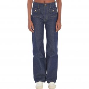 Celine Женские джинсы, синие, умеренно расклешенные