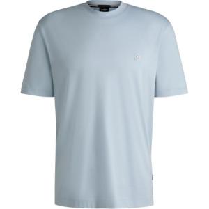 Футболка Cotton T-shirt Boss Double B monogram HUGO BOSS, светло-голубой