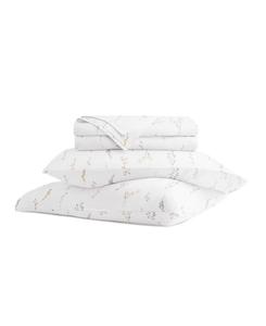 Комплект постельного белья из длинноволокнистого хлопка (300 нитей на дюйм), 4 предмета, размер California King ienjoy Home, White