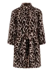 Пальто с анималистичным принтом и поясом UNCOMMON, коричневый