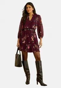 Повседневное мини-платье прямого кроя с поясом и v-образным вырезом Love & Roses, Berry Red Animal