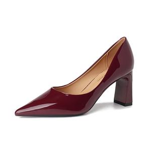QITUMAUL Женские туфли на высоком каблуке Бордо, цвет Burgundy[Heel Height 7.5cm]