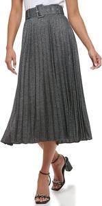 Calvin Klein Metallic Pleated с поясом, Black/Silver